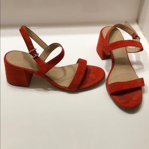 Red/orange strappy heels